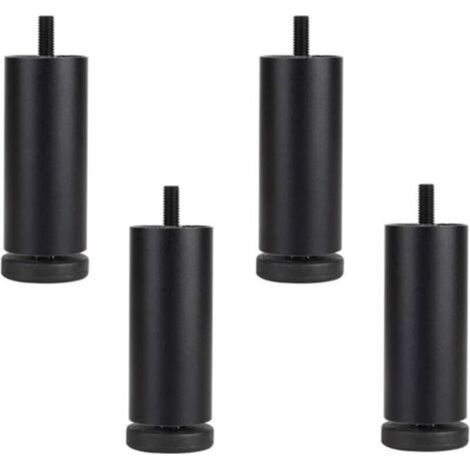 Lot de 4 Pieds de canapé en Alliage d'aluminium - Réglables de Hauteur - Pieds de Rechange d'armoire - Pieds filetés M8 - Noir - 12 cm (1/4)
