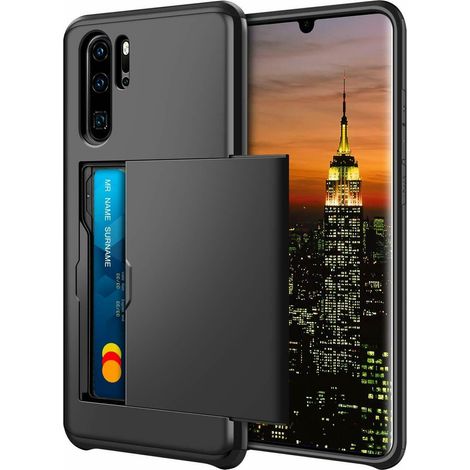 Custodia per Huawei P30 Pro con porta carte scorrevole, nera (1/5)