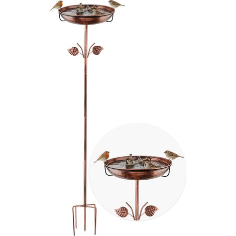 Bain D'oiseau Métal - 1 Unité - Acier Antirouille - Base 5 Pinces - Jardin Extérieur - Hauteur 151cm (1/5)