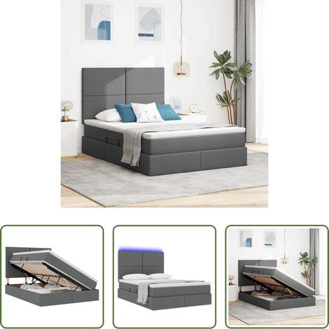 LED-Bett - Bett mit Stauraum und LED Dunkelgrau 140 x 200 cm Polyester (1/5)