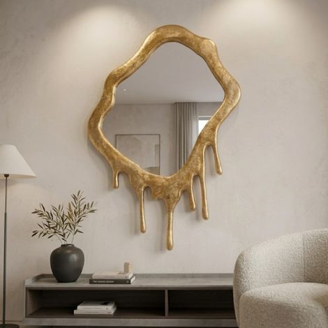 Extra Large Gold Drip Aluminium Wall Mirror (1/2)