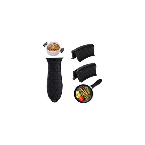 Set di 3 manicotti isolanti in silicone per manici di pentole con rivestimento antiscivolo, ideali per pentole, casseruole e teglie da forno. - Crezuo