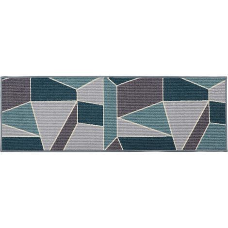 Fiora Machine Washable Runner Mat, 50x150cm, Duck Egg (1/4)
