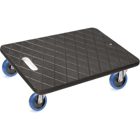Plateau roulant de manutention 600x400 XTREME® 4x pivotantes caoutchouc EASYROLL® BLEU - 450 Kg