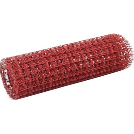 Clôture en fil d'acier avec revêtement PVC, 25 x 0,5 m, rouge (1/4)