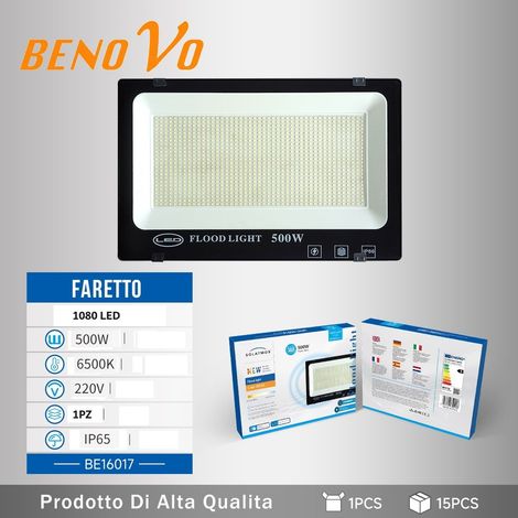 500W Faro Slim smd 1080 LED 22500lm Luce Fredda 6400k Esterno IP66