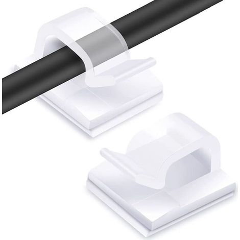 Lntyq 60 Pièces Clips Câbles, RYCHUI Attache Cable Adhesif Rangement de Accroche Cable Fixation Auto Collant, Cavalier Cable Electrique pour Gestion des câbles, Transparent (1/5)