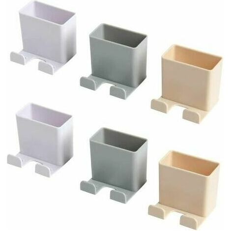 royaluxe - 6 Packs de porte-télécommande auto-adhésifs pour montage mural, boîte de rangement universelle réutilisable pour les télécommandes de téléphone, blanc, gris et abricot., (1/5)