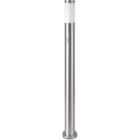 Borne de Jardin Acier Inoxydable avec Détecteur 110cm pour Ampoule E27 IP44 - Gris - SILUMEN
