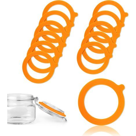 CCYKXA Pack of 12 Silicone Seals for Le Parfait Jars 70 x 95 mm Rubber Lid Clip Glass (Orange) (1/5)