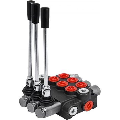 3 Bank Hydraulikventil Handhebelventil, 11GPM Hydraulic Directional Control Valve Adjustable,6,62 kg Hydraulische Ventil, Handhebelventil Hydraulik-Steuergerät, für Landwirtschaft Baumaschinen (1/5)