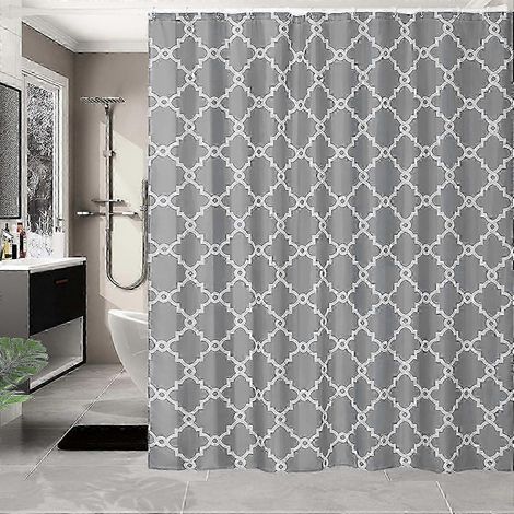 Rideau de douche anti-moisissures, résistant à la moisissure, lavable et imperméable, en polyester, avec 12 crochets, 180 x 180 cm, gris (1/5)