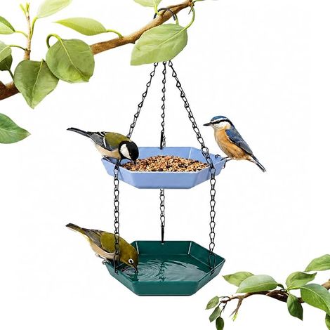 OMJMYY Mangeoire Oiseaux Exterieur à Suspendre avec Double Plateau Abreuvoir Oiseaux Plastique Baignoire Oiseaux Exterieur pour Petits Sauvages en Jardin Parc Balcon (1/5)