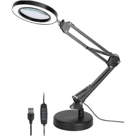Lupa con iluminación de 10x y lámpara de escritorio con 3 modos de color, soporte con clip. (1/5)
