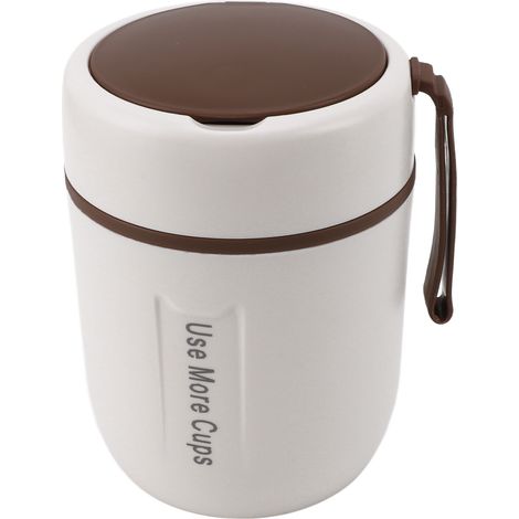 Bocal alimentaire isotherme 500 ml en acier inoxydable 304, récipient à soupe sous vide étanche, idéal pour l'école, le camping et les voyages (beige). (1/5)
