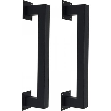 Poignée de porte en fer noir, poignée de porte en tube de peinture carré, porte d'entrepôt de style industriel/porte d'armoire/poignée de porte en bois, (1/4)