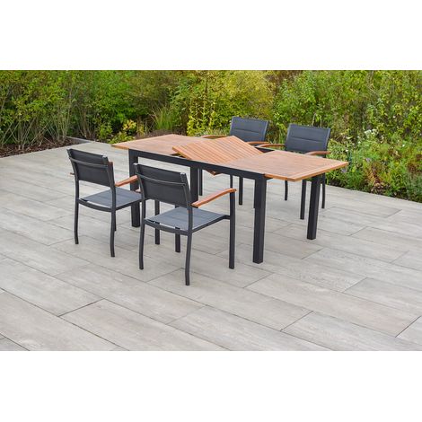 Paxos Set 5tlg 4 Sessel Tisch 150(200)x90cm