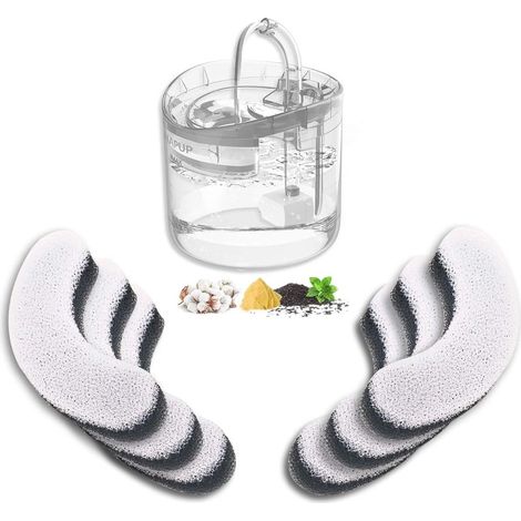 6 Pack Cat Water Fountain Filters, Replacement Carbon Filters for HAPUP Cat and Dog Water Fountains, Auto Quiet 1.8L (1/5)