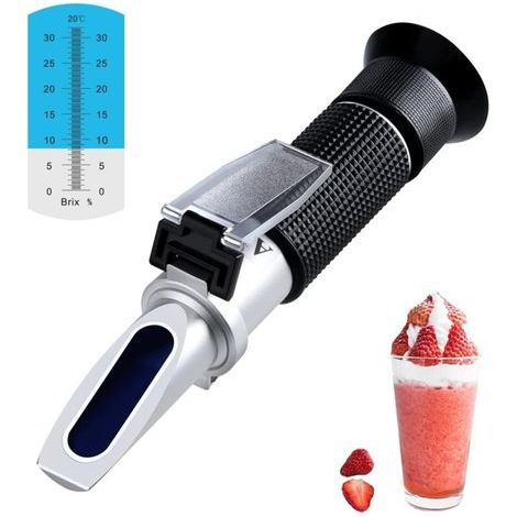Réfractomètre-hydromètre avec ATC, réfractomètre Brix pour mesurer la teneur en sucre des fruits de 0 à 32 %, réfractomètre Brix pour les situations d'urgence. (1/4)