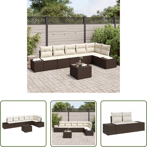 vidaXL Poly-Rattan - Gartensofa-set mit Speicher Braun und Creme Poly-Rattan (1/5)