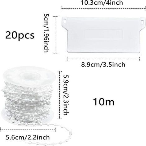 20-teiliges Set beschwerter Lamellen für Vertikaljalousien, 89 mm (3,5 Zoll) x 10 m, Reparaturset, Weiß (1/4)