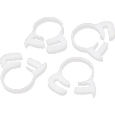 Collier de serrage pour tuyau, clip de serrage Serre Joint 21,5 mm-23,5 mm, fixation à double cliquet, plastique blanc, 4 pièces (1/3)