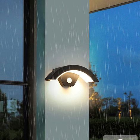 Applique Murale avec Détecteur de Mouvement - pour intérieur/Extérieur - Luminaire Murale Courbée, Etanche IP65 LED 18W, Blanc (1/4)