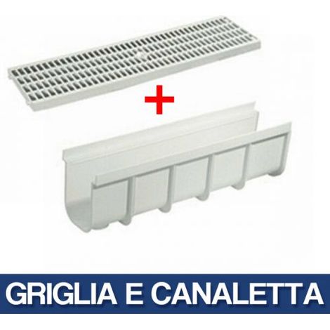 GRIGLIA PLASTICA CM.13X50 ANTITACCO CANALETTA CM 50X14 H DRENAGGIO ACQUA 25129V GRIGLIA E CANALETTA (25129/1)