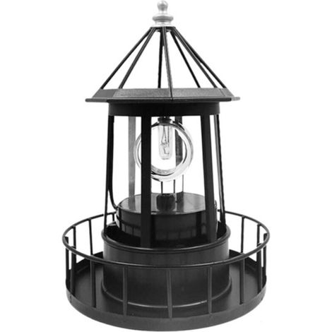 Phare à énergie Solaire, Lampe Rotative à Lumière de Tour de Balise à énergie Solaire LED étanche pour la Décoration Extérieure de Jardin et de Cour (1/5)