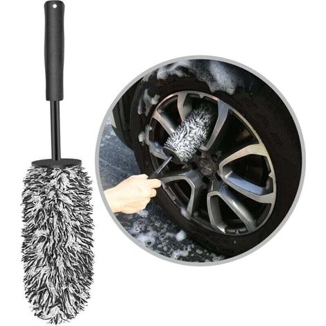 Cepillo para llantas de coche, cepillo de limpieza de microfibra, cepillo para llantas sin partes metálicas, sin arañazos, cepillo para llantas de aluminio - Crezuo (1/4)