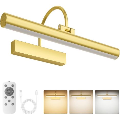 Applique murale rechargeable avec télécommande, intensité variable, trois températures de couleur, minuterie et fonction mémoire - Or