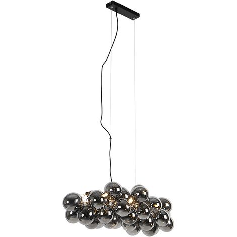Smarte Pendelleuchte schwarz mit Rauchglas 8-flammig inkl. 8 Wifi G9 - Uvas