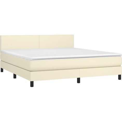 Boxspringbett mit Matratze & LED Creme 160x200 cm Kunstleder vidaXL (1/4)
