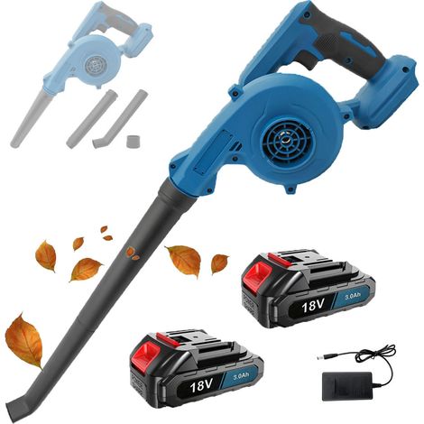 2-in-1 Akku-Laubbläser, Staubsauger, mit 2x 3000 mAh Akku und Schnellladegerät, kompatibel mit Makita Akku (1/5)