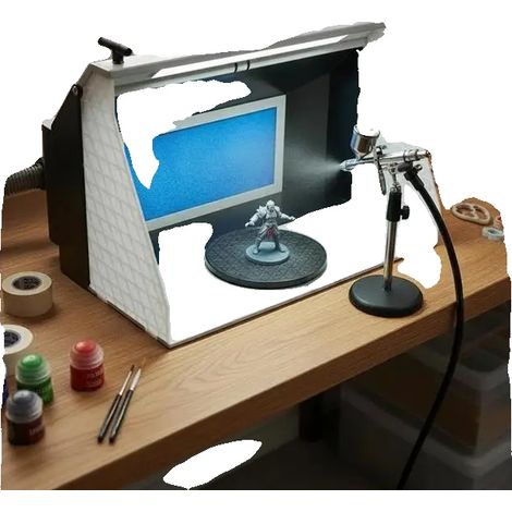 Cabine de peinture à aérographe, système à double ventilateur, lumières LED intégrées, Beige (1/2)