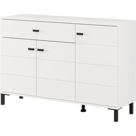 Credenza Djanet, Madia 2 Ripiani, un Cassetto, 3 Ante, 116x35x78h cm Bianco