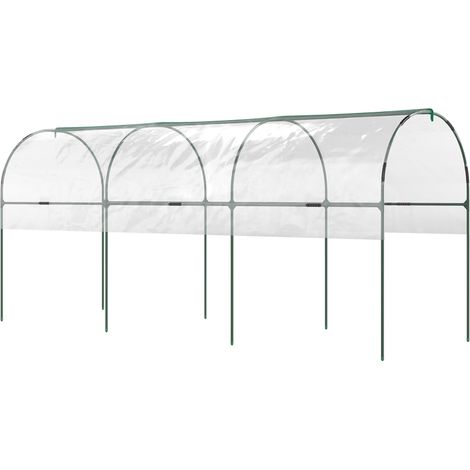Serre hivernale aluminium toit voûté ancrage sol 400x123x171 cm transparent (1/5)