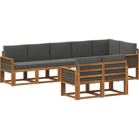 Set di divani da esterno 8 pz 8-Posti Naturale e Antracite vidaXL (1/5)