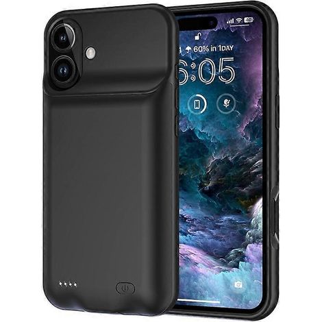 A19 Compatible For iPhone 16 7000mAh Rechargeable Extended Battery Back Cover Soft TPU Edge ABS Charging Case (1/5)