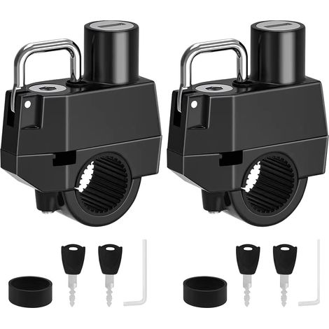 Juego de 2 candados para casco de motocicleta, abrazaderas para manillar de 2,2-2,8 cm, candados para motocicleta, bicicleta, cuadro, tubo, parachoques y portaequipajes (candados varios).