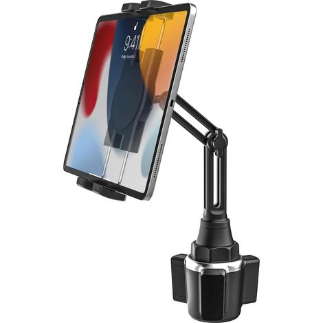 Support Tablette Voiture Gobelet, Universel Porte Gobelet Tablette avec Bras Télescopique, Support Téléphone Voiture Tasse, Pour iPad Pro 12.9 10.5 9.7 Air Mini 5 4 3 2, Series 4-13" (1/5)
