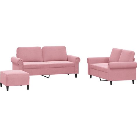 Maison Exclusive - Set di Divani 3 pz con Cuscini rosa in Velluto