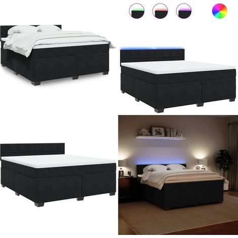 Boxspringbett mit Matratze Schwarz 180x200 cm Samt - Boxspringbett - Doppelbett - Samtbett - Samt - Massivholzbette - Home & Living