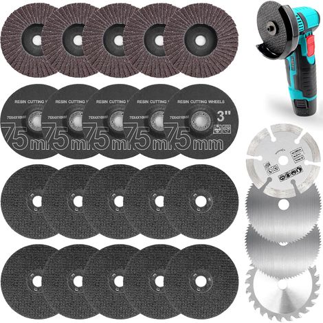 Bohrung 24pcs 75mm Cutting Discs for Angle Grinder - Abrasive Discs Polishing Grinding for Metal, Wood, Plastic - Angle Grinder Accessories 10mm (1/5)