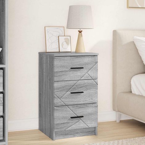 Table de chevet à 3 tiroirs en bois d’ingénierie Sonoma gris 38 x 38 x 66 cm - PANGIVO (1/5)