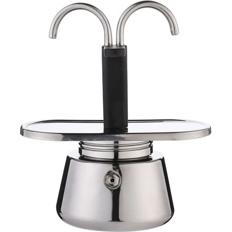 Stovetop Espresso Maker, Mocha Coffee Maker with Single Nozzle Stainless Steel Italian Lightweight Portable Large Capacity Coffee Maker for Outdoor Camping with Double Rods (1/4)