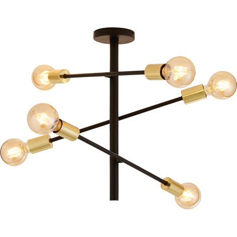 Litecraft Sparro Ceiling Light Semi Flush Industrial Style 6 Arm - Black (1/5)