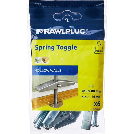 Rawlplug R-S1-SPO5080/6 Spring Toggle M5 x 80mm Pack of 6 RAW94371