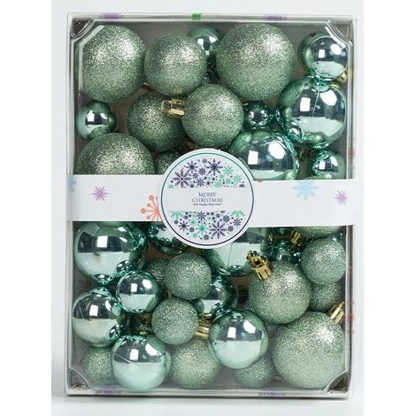 42-teiliges Weihnachtsbaumschmuck-Set (3/4/5 cm) – Christbaumschmuck in Geschenkbox (elektrolytisch beschichtet – glänzend und mit Glitzerfinish) (1/5)