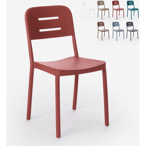 Stuhl aus Polypropylen in modernem Design für Küche Bar Restaurant Garten Mose - Rot